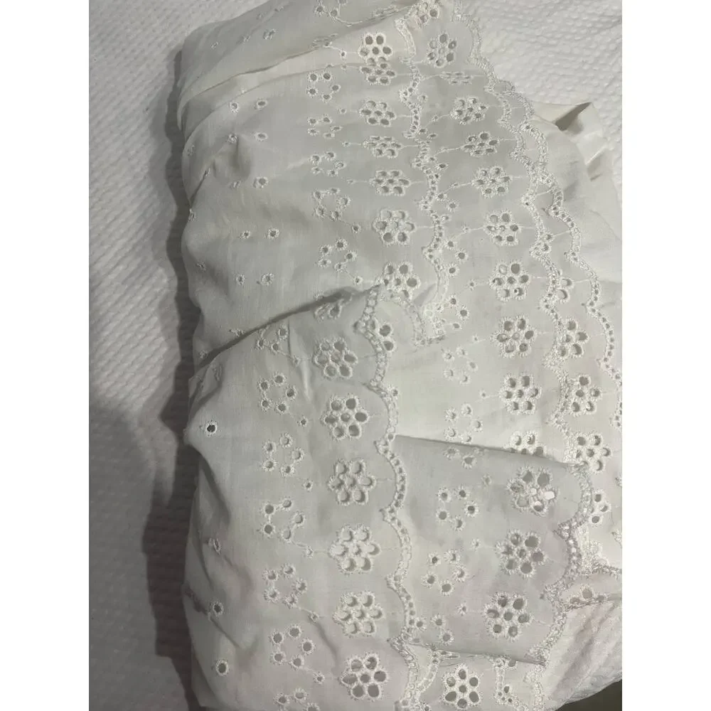 vintage sundress white with eyelet lace straps and embroidered flower logo midi - Picture 5 of 6